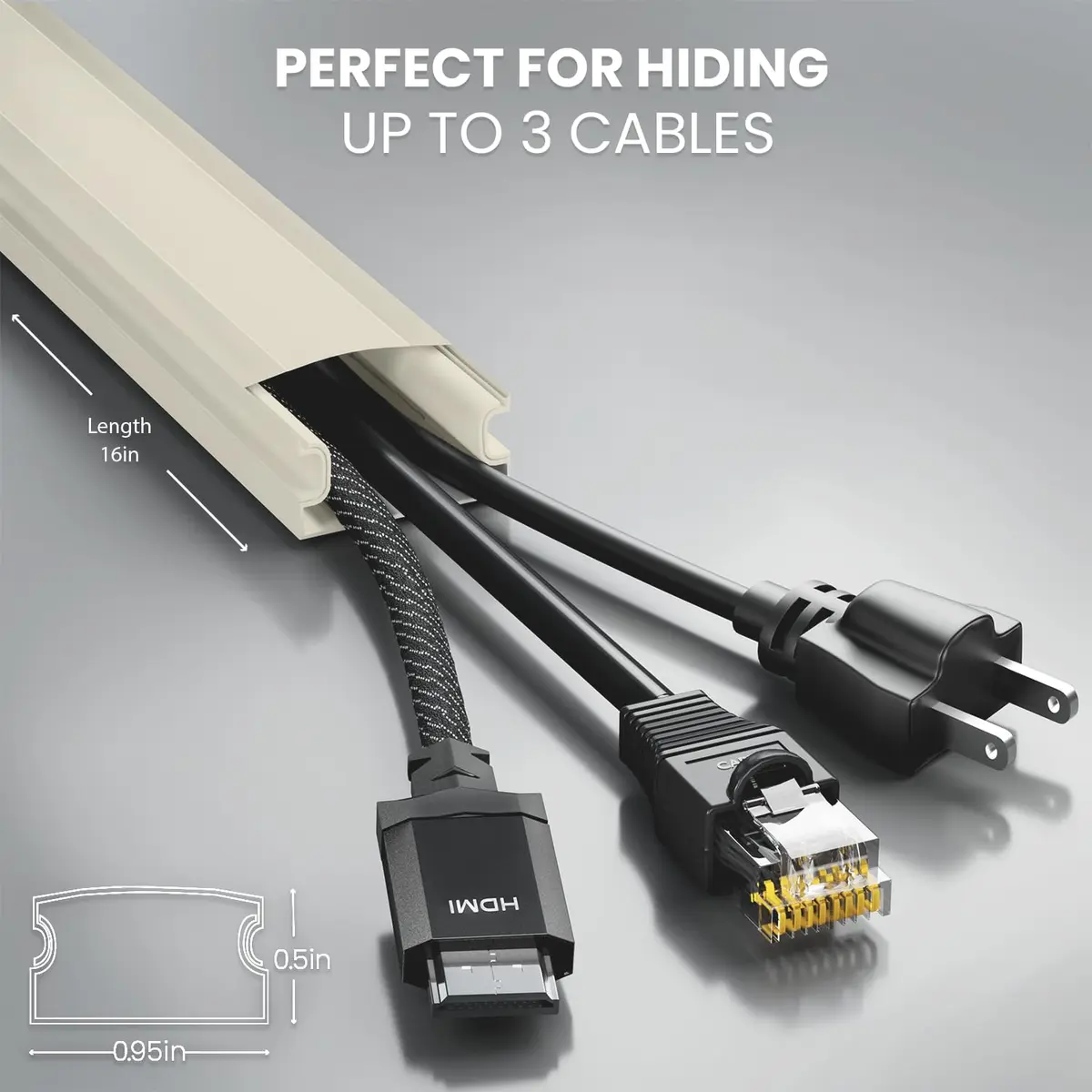 EVEO Cord Covers for Wires on Wall - 153in Cable Management Cable Hider Kit | Beige - view 3