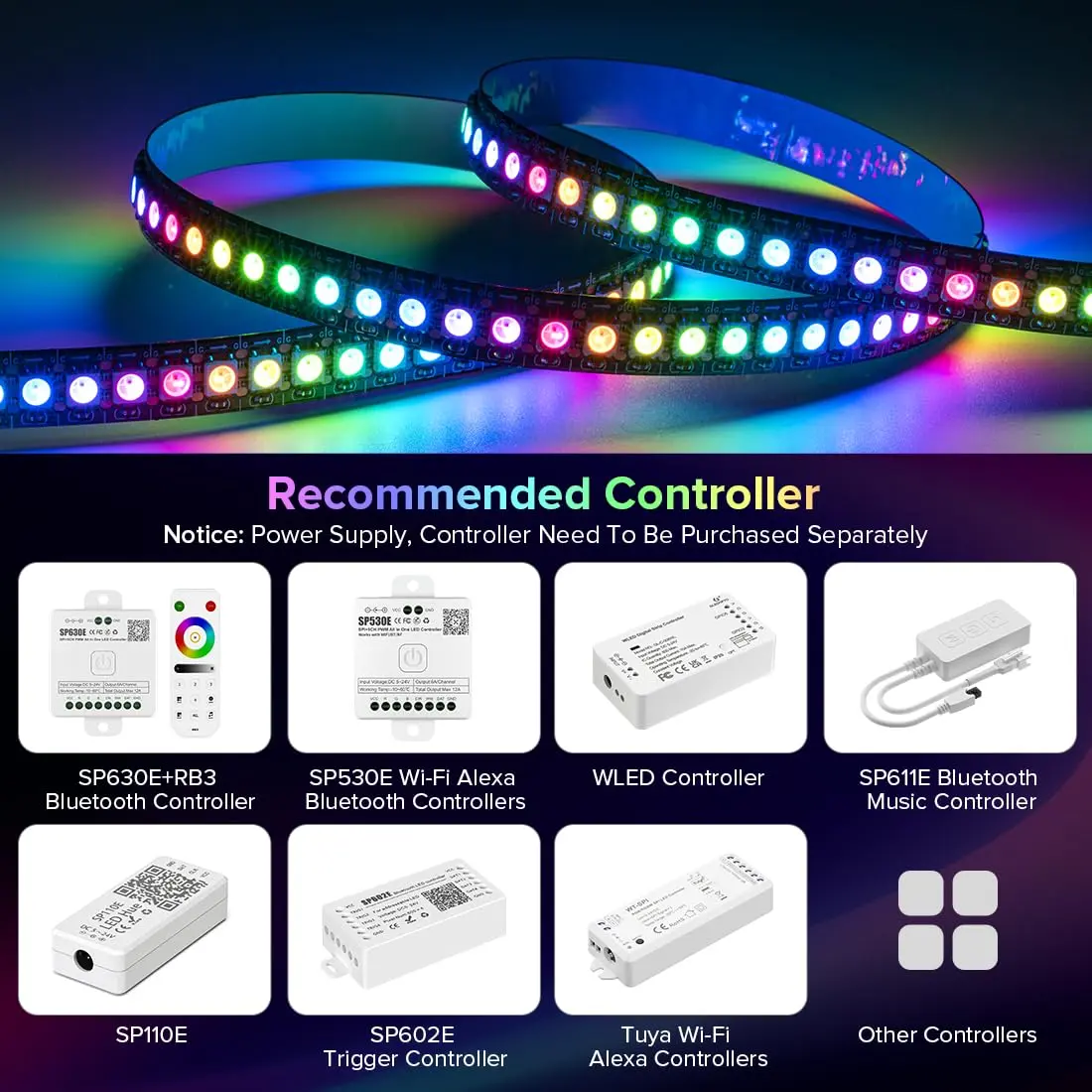 SEZO WS2812B ECO LED Strip Light 3.3FT 144LEDs/m Individually Addressable | Full Color RGB Dream Lighting - view 4