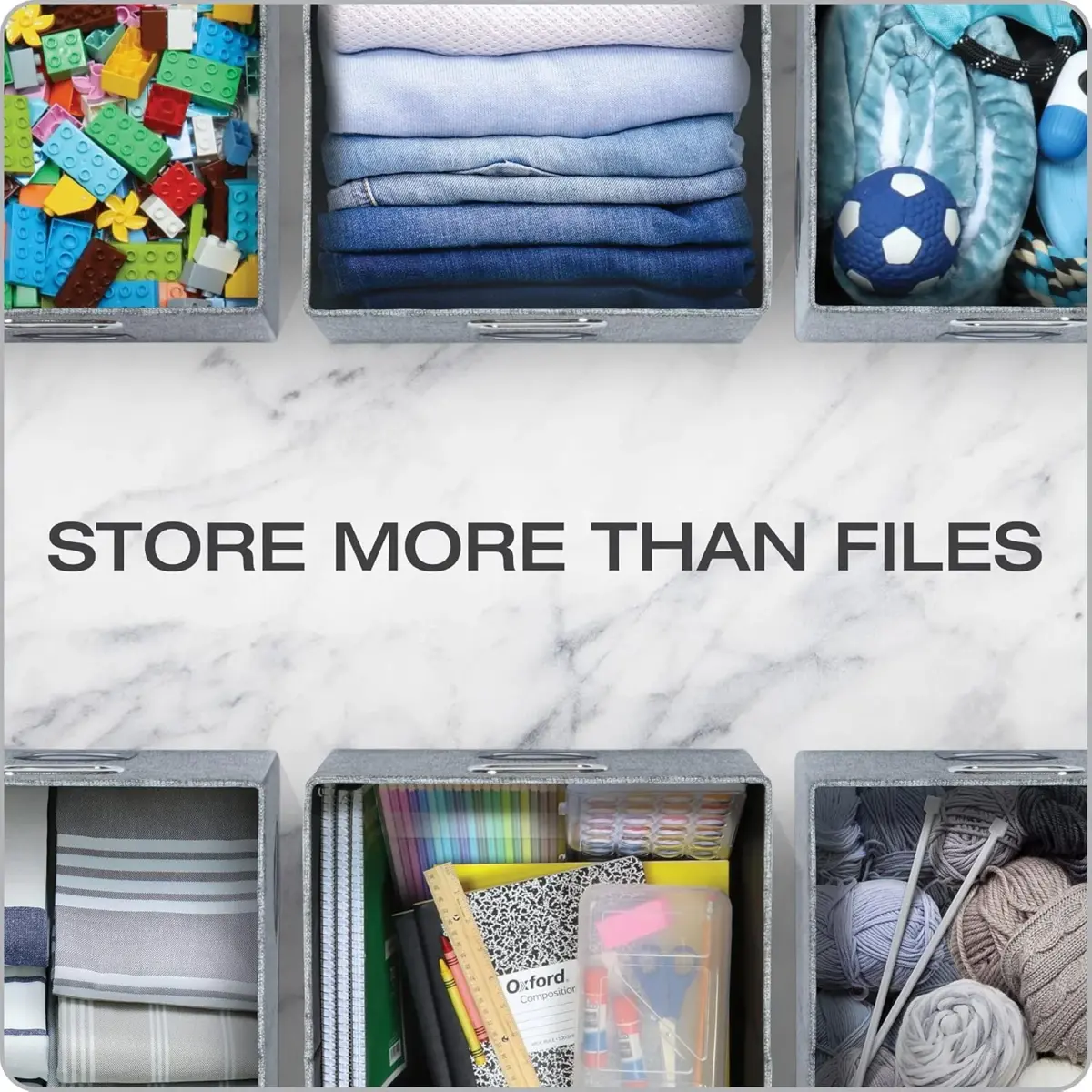 Pendaflex Collapsible File Organizer Box with Lid, Letter/Legal Hanging File Storage Box 43.2cm (17")L x 35.1cm (14")W x 26.7cm (10.5")H | Holds 34 Liters - view 6