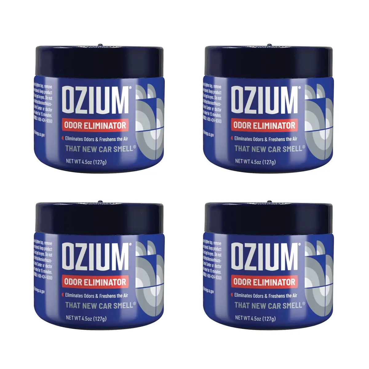 Ozium Odor Eliminating Gel Air Freshener Alternative New Car Scent 18 oz (4 x 4.5 oz) | Eliminates Smoke & Stubborn Odors - main product image