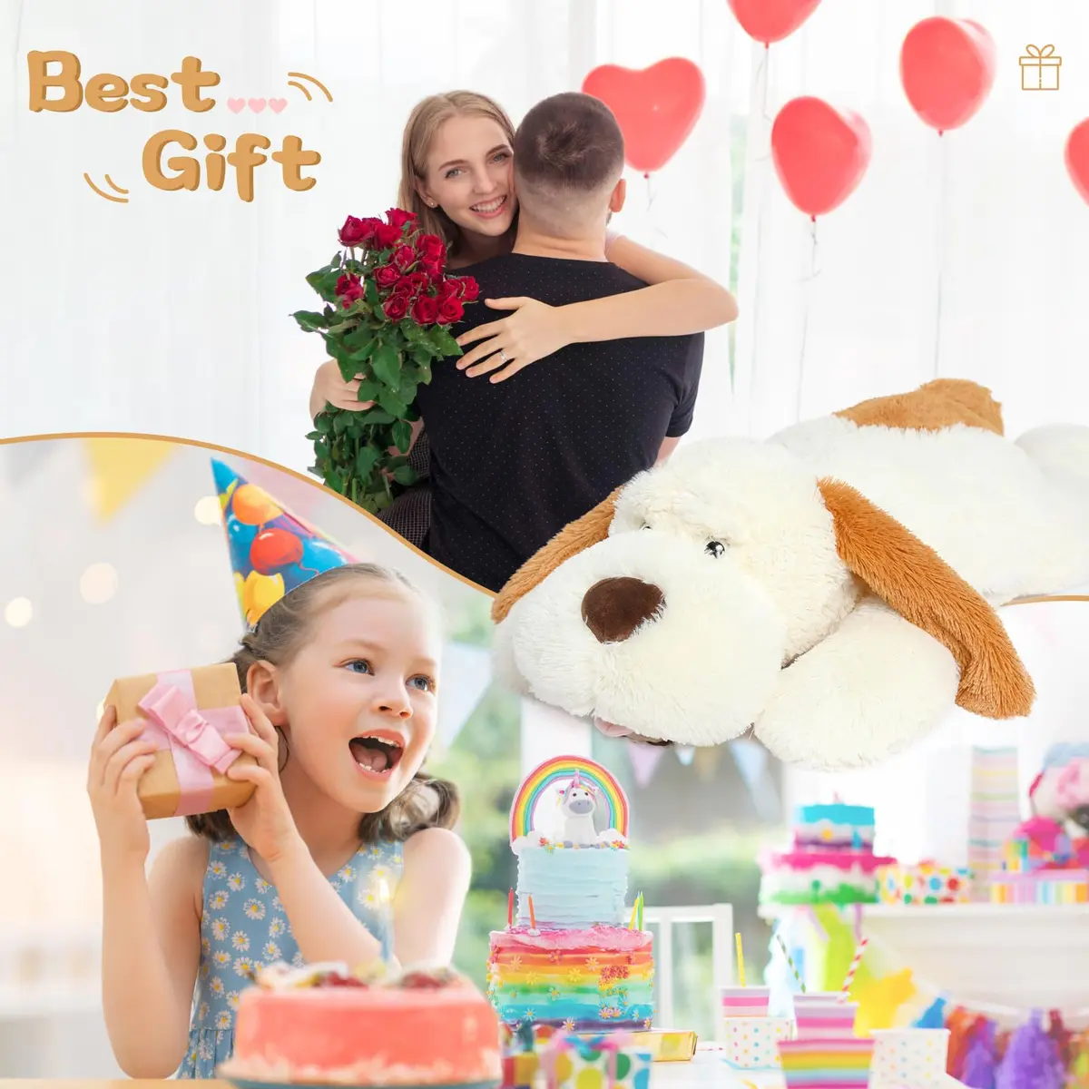 MorisMos Giant Dog Stuffed Animal 31 Inch White Plush Soft Toy for Kids & Dog Lovers - view 5