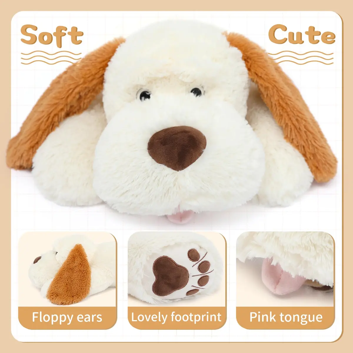 MorisMos Giant Dog Stuffed Animal 31 Inch White Plush Soft Toy for Kids & Dog Lovers - view 2