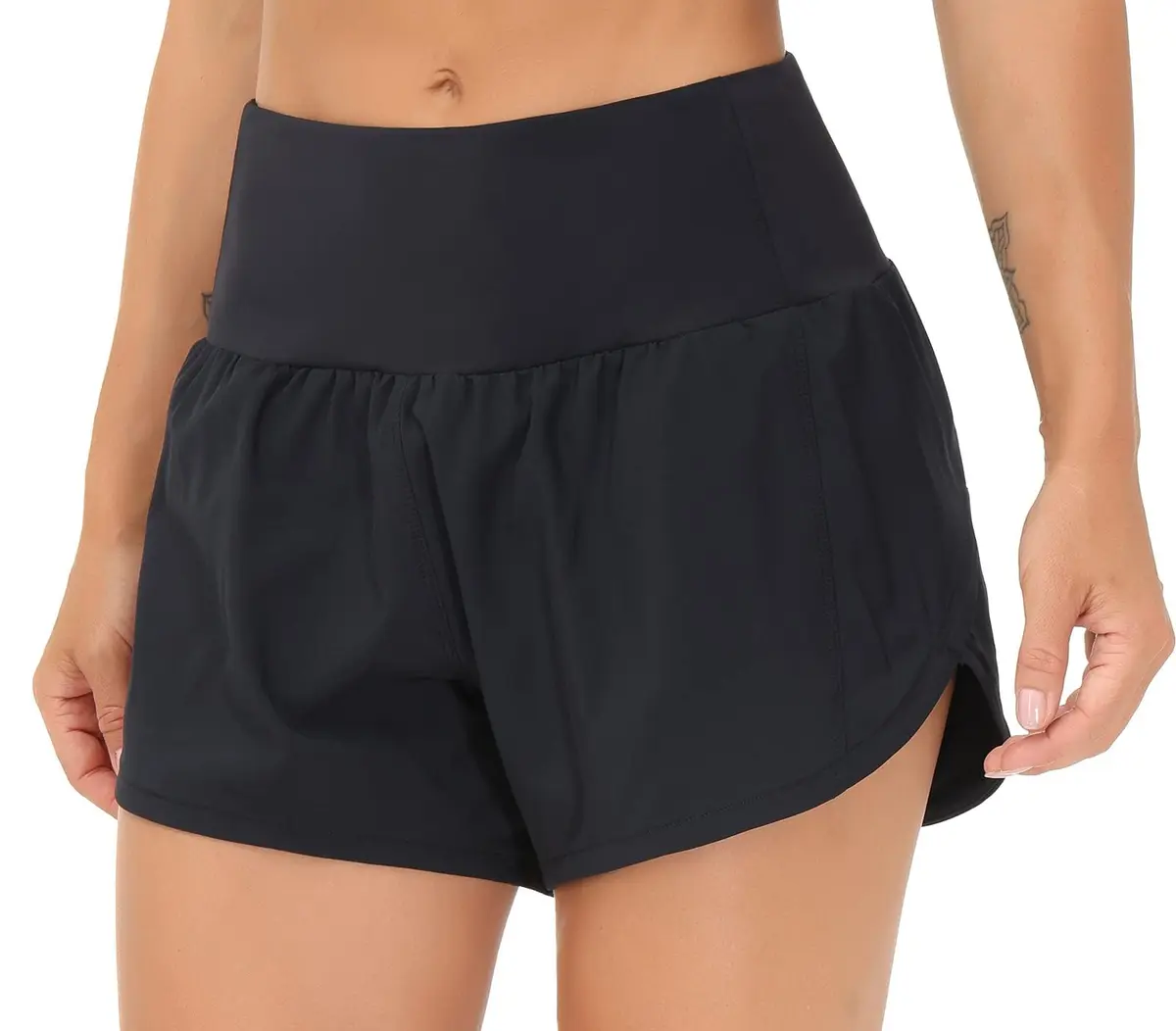 THE GYM PEOPLE Women's High Waisted Running Shorts Quick Dry Mesh Liner (Black, Small) | Supportive, Breathable & Moisture-Wicking - view 6