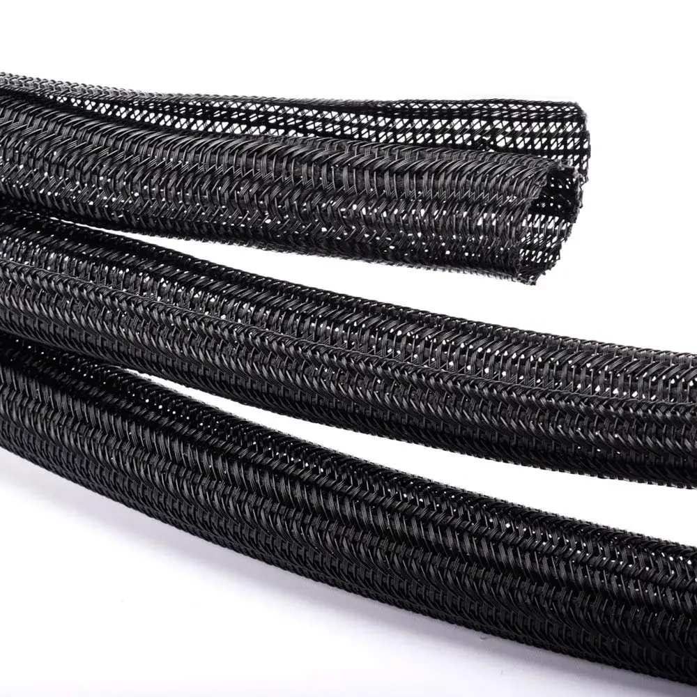 ZhiYo Black Braided Cable Sleeve 20ft (6.1m) | Pet-Resistant Wire Protector Tubing - view 3