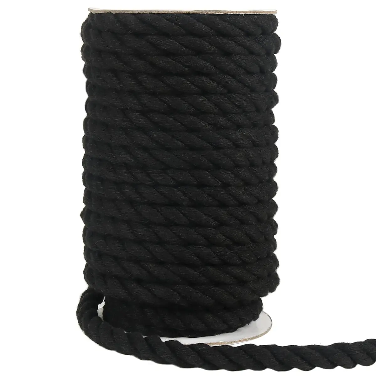 Tenn Well 10mm (3/8 inch) x 15m (50ft) Black Macrame Cord | Strong 3-Ply Twisted Cotton Rope for Crafts - main product image