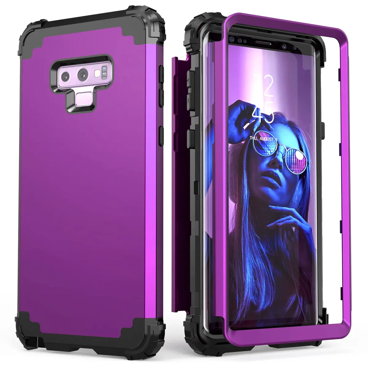 IDweel Heavy Duty Shockproof Case for Samsung Galaxy Note 9 (Navy Purple) | Dual Layer Protection with Raised Bezel - main product image