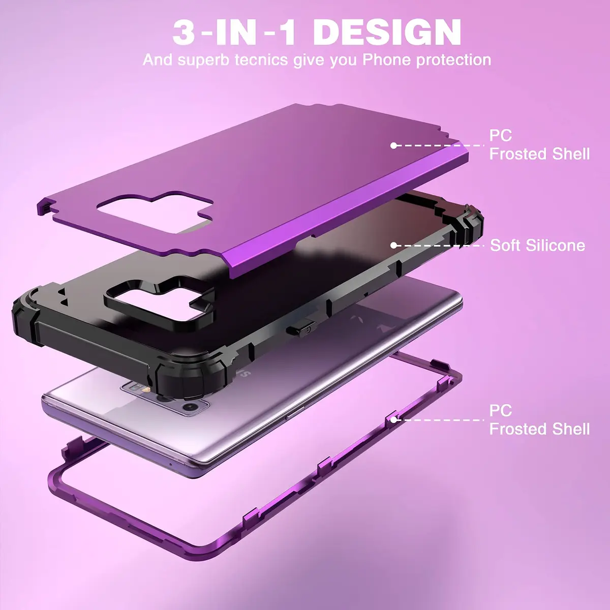IDweel Heavy Duty Shockproof Case for Samsung Galaxy Note 9 (Navy Purple) | Dual Layer Protection with Raised Bezel - view 8