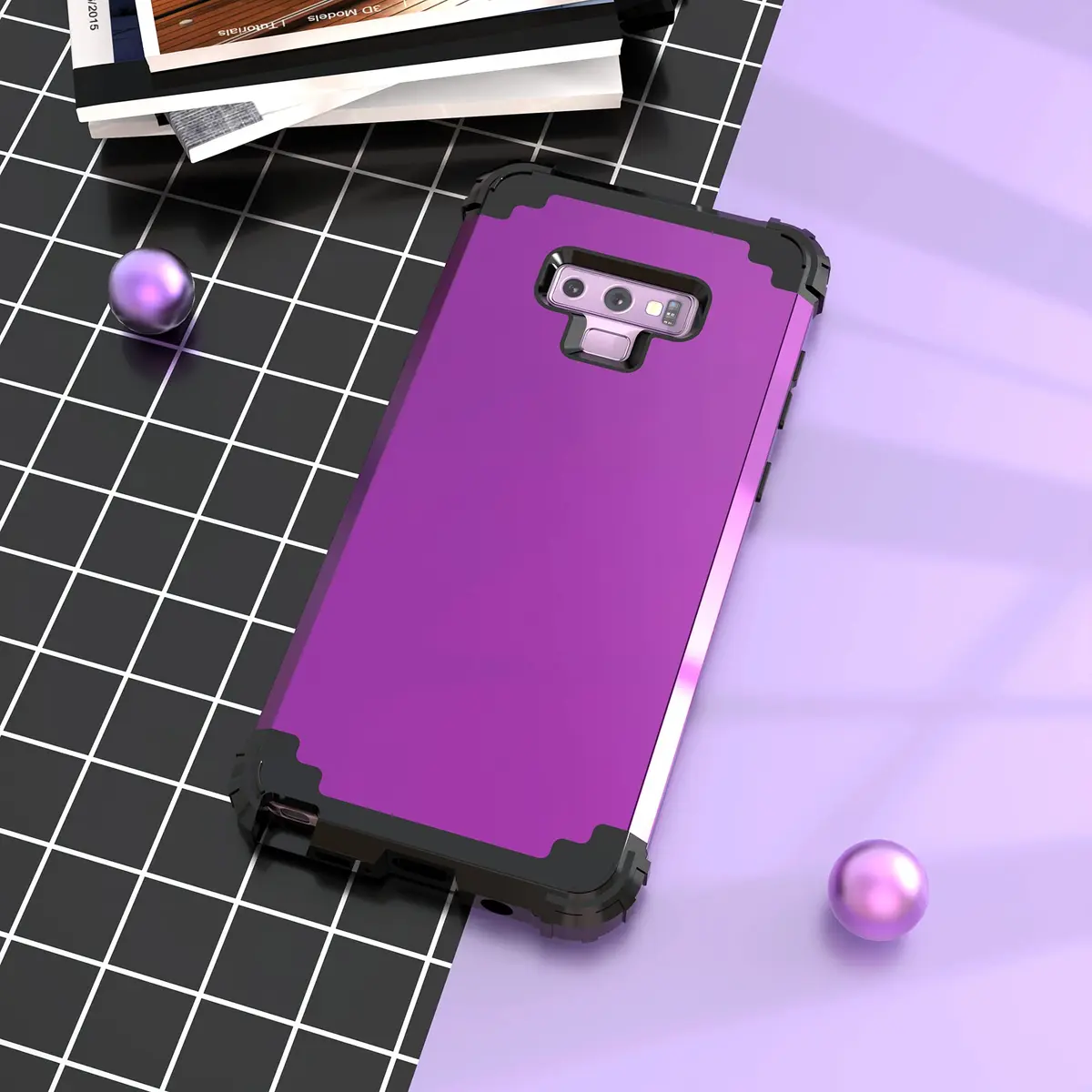 IDweel Heavy Duty Shockproof Case for Samsung Galaxy Note 9 (Navy Purple) | Dual Layer Protection with Raised Bezel - view 2