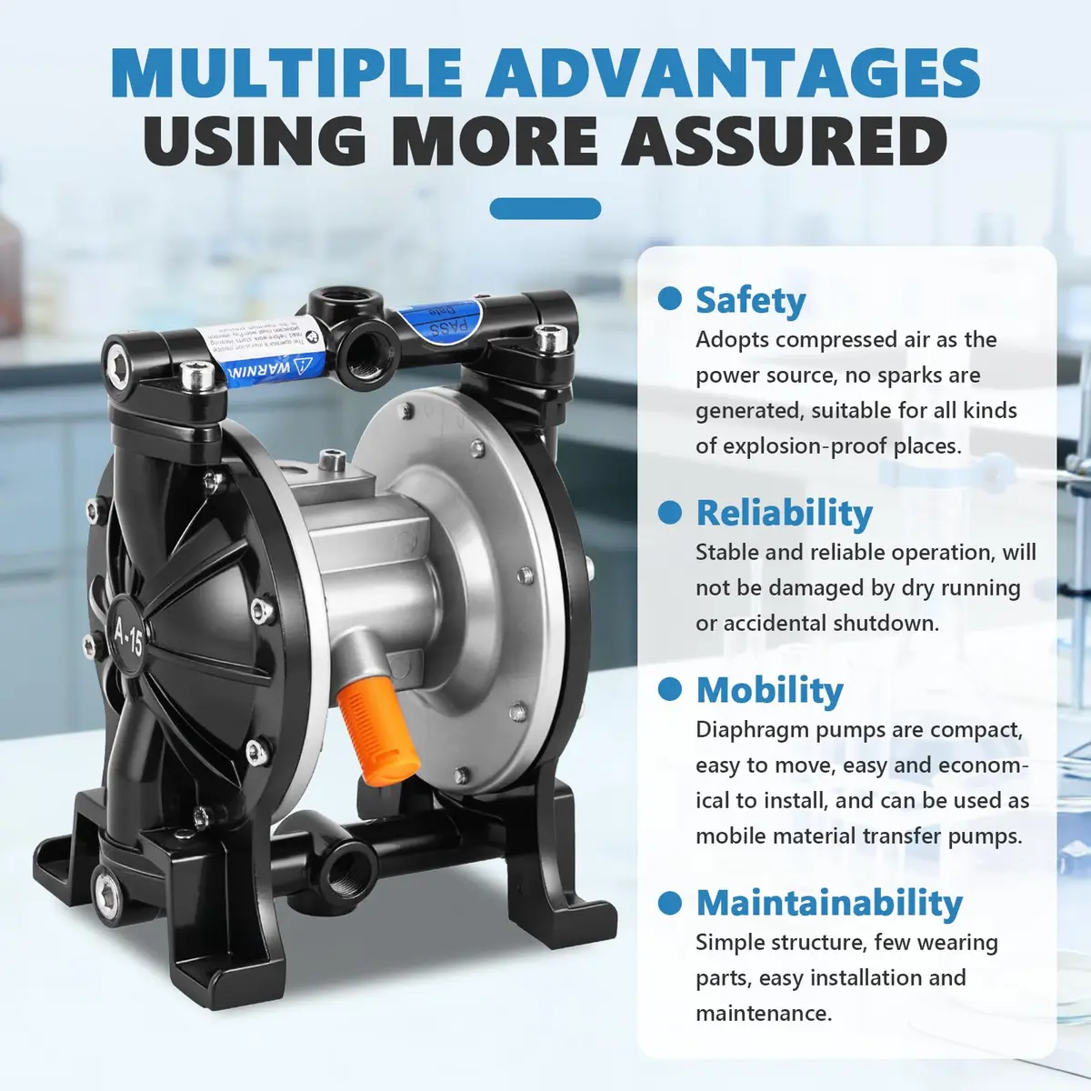 MXBAOHENG Air Operated Double Diaphragm Pump, Aluminum Alloy Body, 18L/min | Reliable Chemical Transfer - view 4