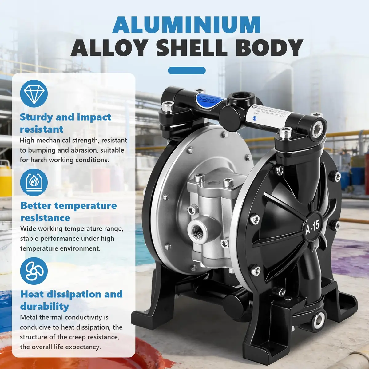 MXBAOHENG Air Operated Double Diaphragm Pump, Aluminum Alloy Body, 18L/min | Reliable Chemical Transfer - view 5