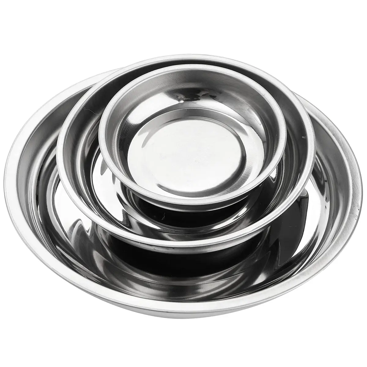 Hedume 6-Piece Round Magnetic Parts Tray Set 7.6cm (3") 10.2cm (4") 15.2cm (6") | Strong Stainless Steel Tool Holder for Mechanics - view 2