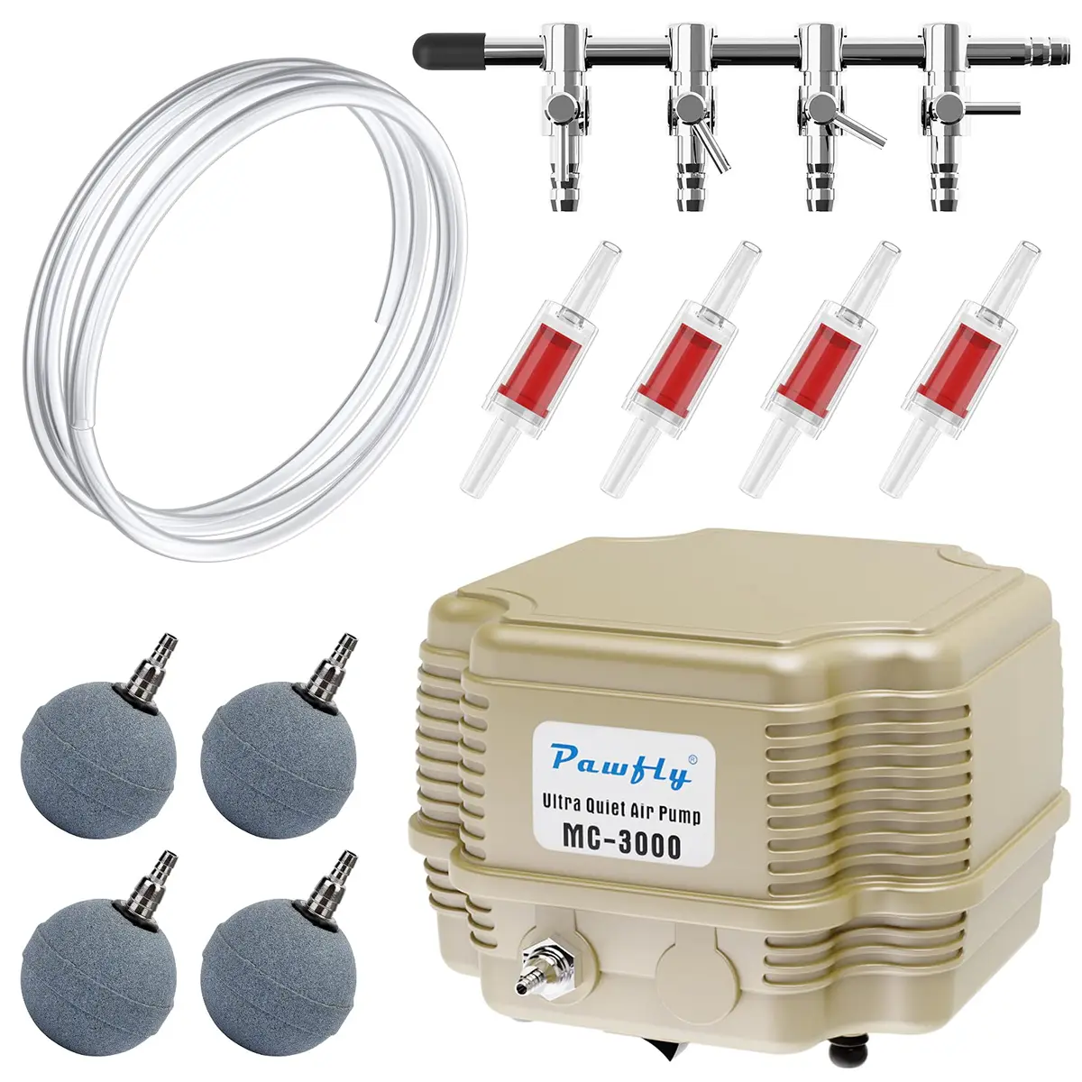 Pawfly 7 W 254 GPH Commercial Air Pump with Air Stones & Accessories | Ultra Quiet & Adjustable (120 chars) - main product image