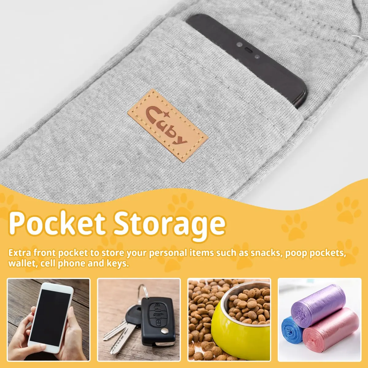 Cuby Dog and Cat Sling Carrier | Reversible Soft Pouch for Small Pets, Adjustable, Grey - view 6