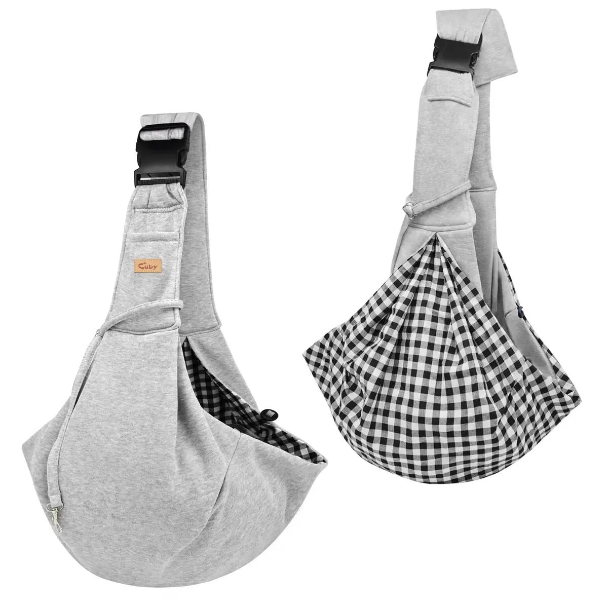 Cuby Dog and Cat Sling Carrier | Reversible Soft Pouch for Small Pets, Adjustable, Grey - view 10