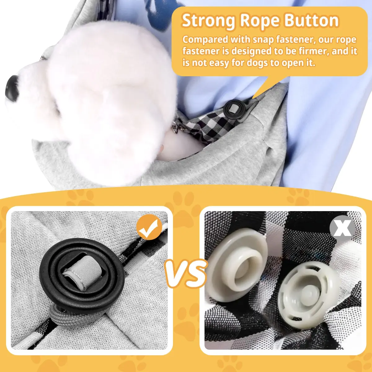 Cuby Dog and Cat Sling Carrier | Reversible Soft Pouch for Small Pets, Adjustable, Grey - view 5
