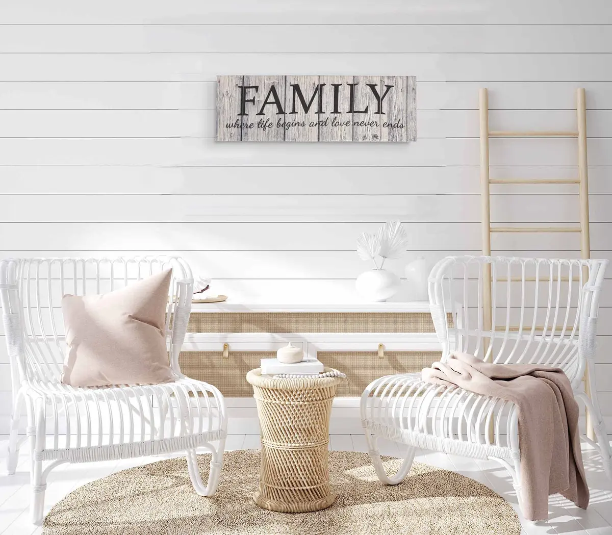 Inkdotpot Stretched Canvas Quotes Wall Art Decor, Family Where Life Begins and Love Never Ends Wall Decor- 6 x 17 Rustic Wall Art Sign- Farmhouse Decor Faux Plaque Sign - view 6