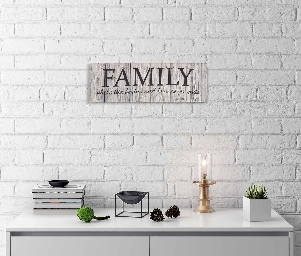 Inkdotpot Stretched Canvas Quotes Wall Art Decor, Family Love Never Ends, 8 x 24 Rustic Wall Sign, Farmhouse Decor - view 5