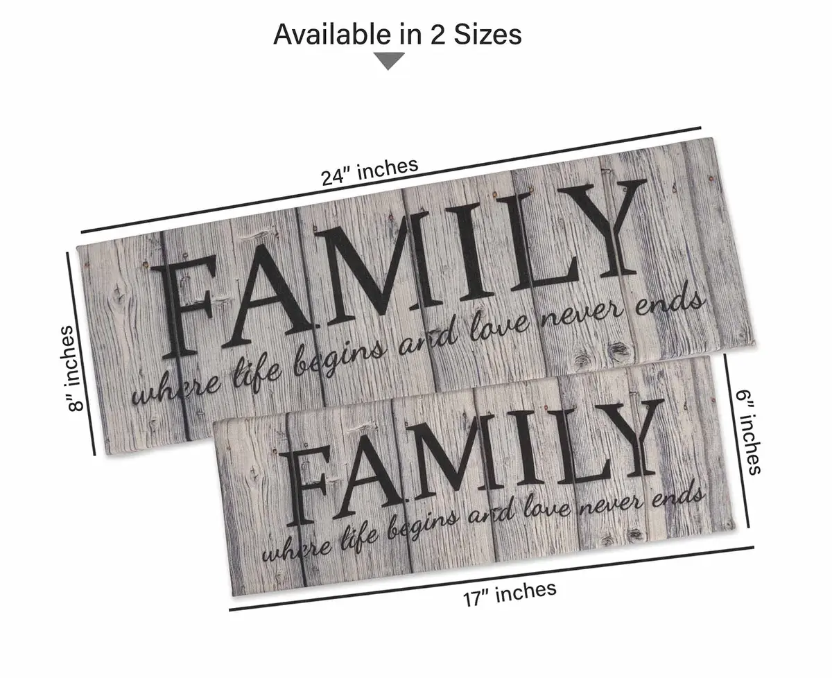 Inkdotpot Stretched Canvas Quotes Wall Art Decor, Family Love Never Ends, 8 x 24 Rustic Wall Sign, Farmhouse Decor - view 8