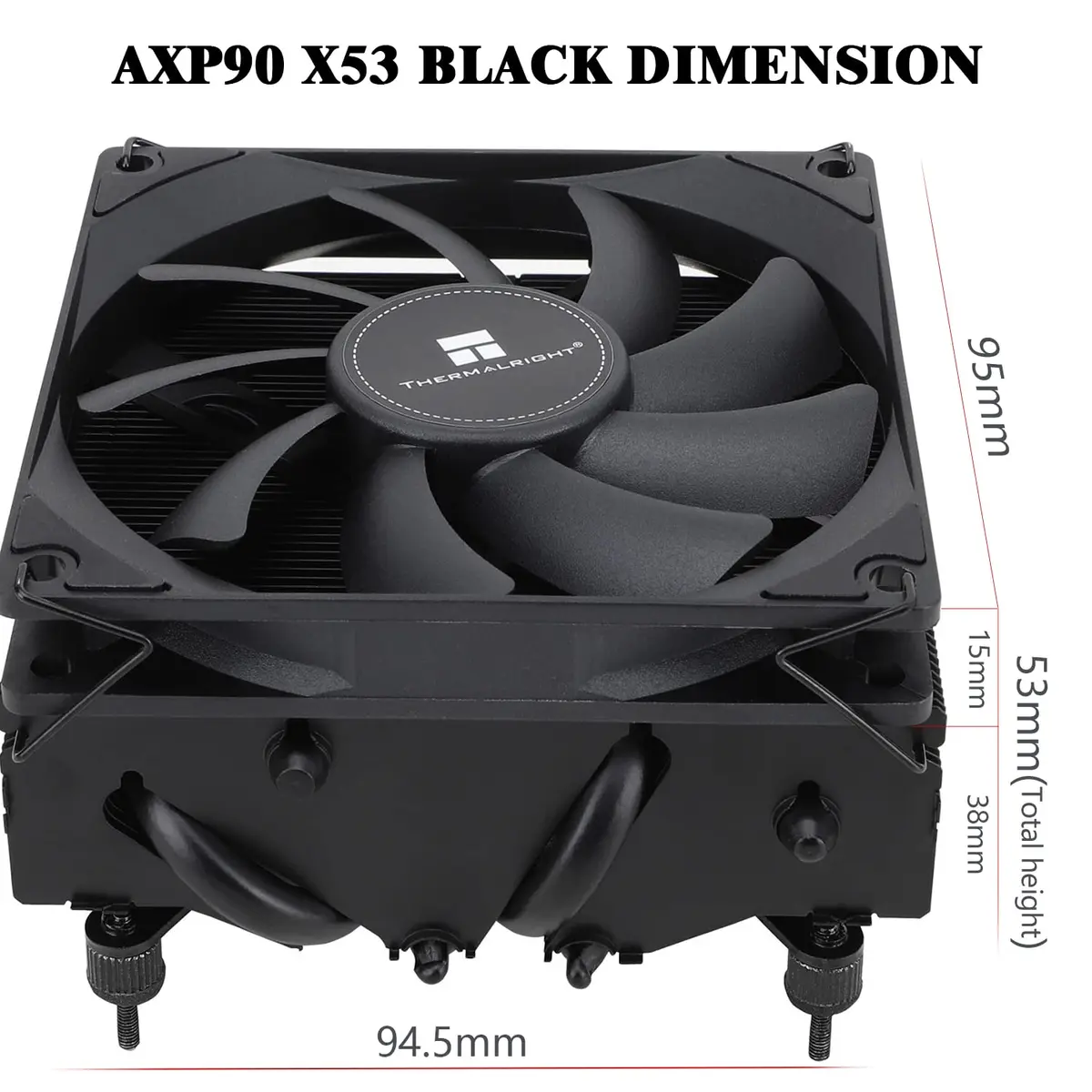 Thermalright AXP-90 X53 Black Low Profile CPU Cooler 53mm Height | 4 Heat Pipes, 120mm PWM Fan, AM4/LGA1200 Compatible - view 6