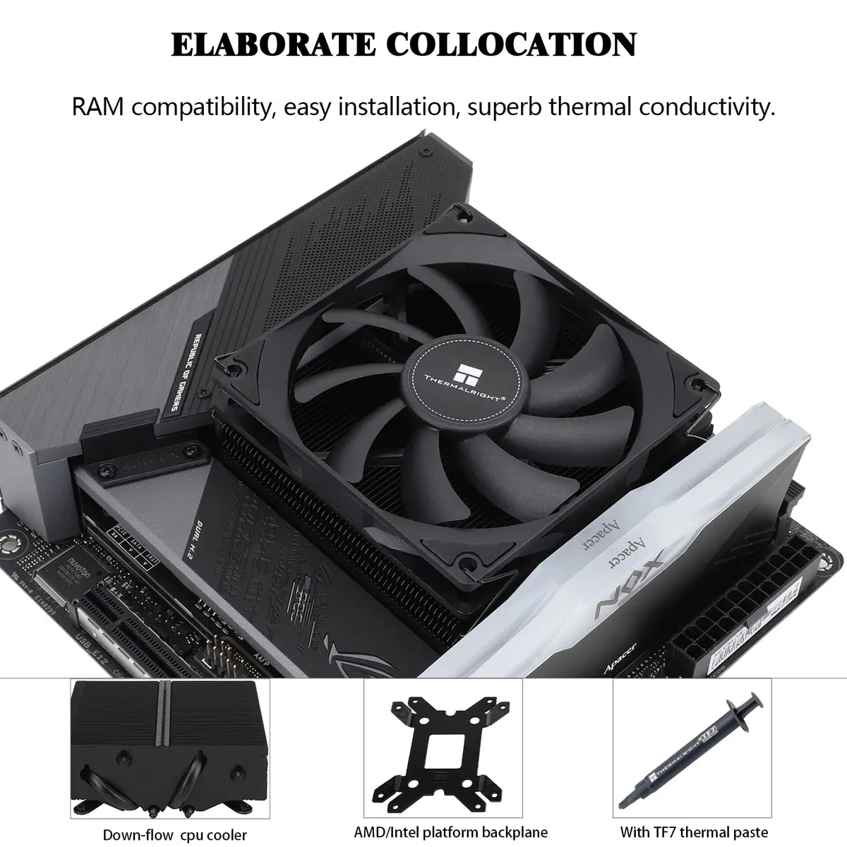 Thermalright AXP-90 X53 Black Low Profile CPU Cooler 53mm Height | 4 Heat Pipes, 120mm PWM Fan, AM4/LGA1200 Compatible - view 4