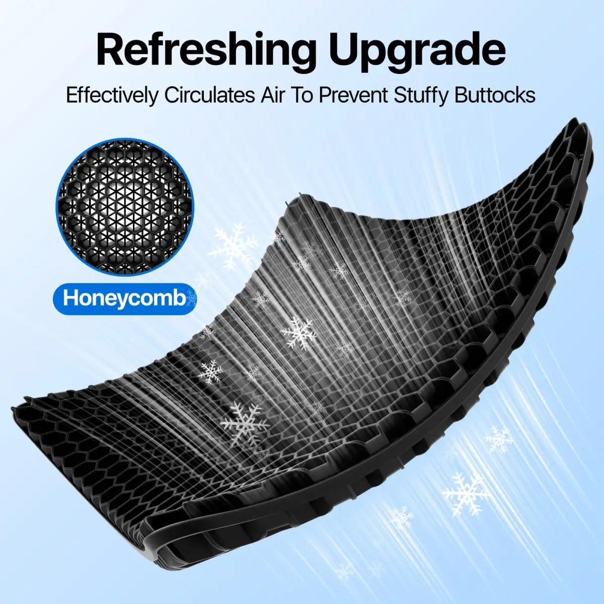 OMCOZY Gel Seat Cushion Large 46cm x 44cm x 3.8cm | Cooling Honeycomb Design for Office Chair, Car, Wheelchair - view 5