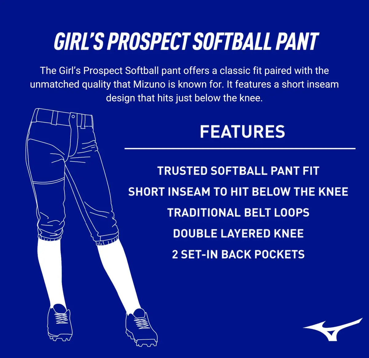 Mizuno Youth Girl's Prospect Softball Pant, Black, Large | Lightweight, Durable Polyester for Practice & Play - view 3
