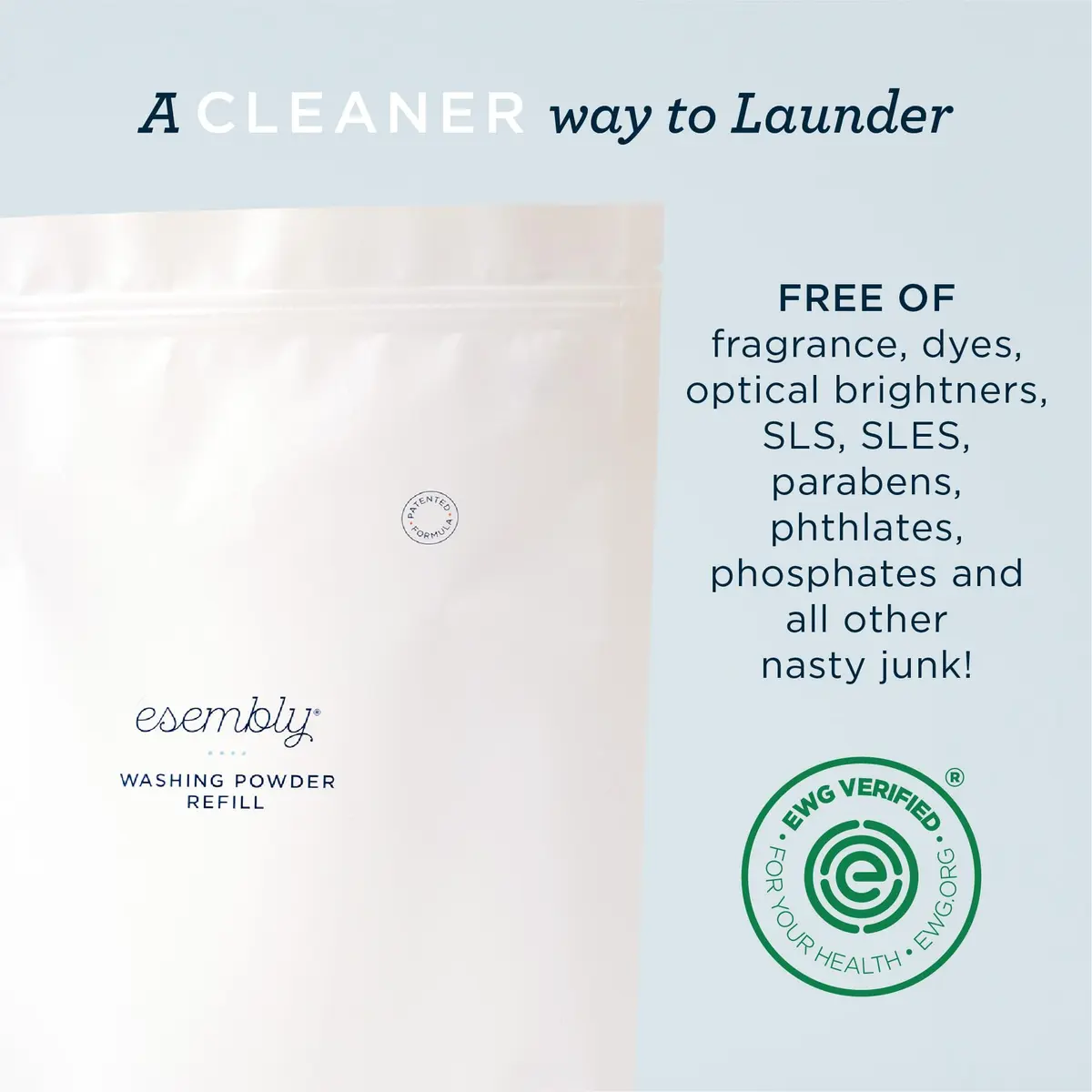 Esembly Laundry Washing Powder 6lbs Refill Bag | Fragrance-Free, Earth-Friendly, Gentle for Baby & Planet - view 2