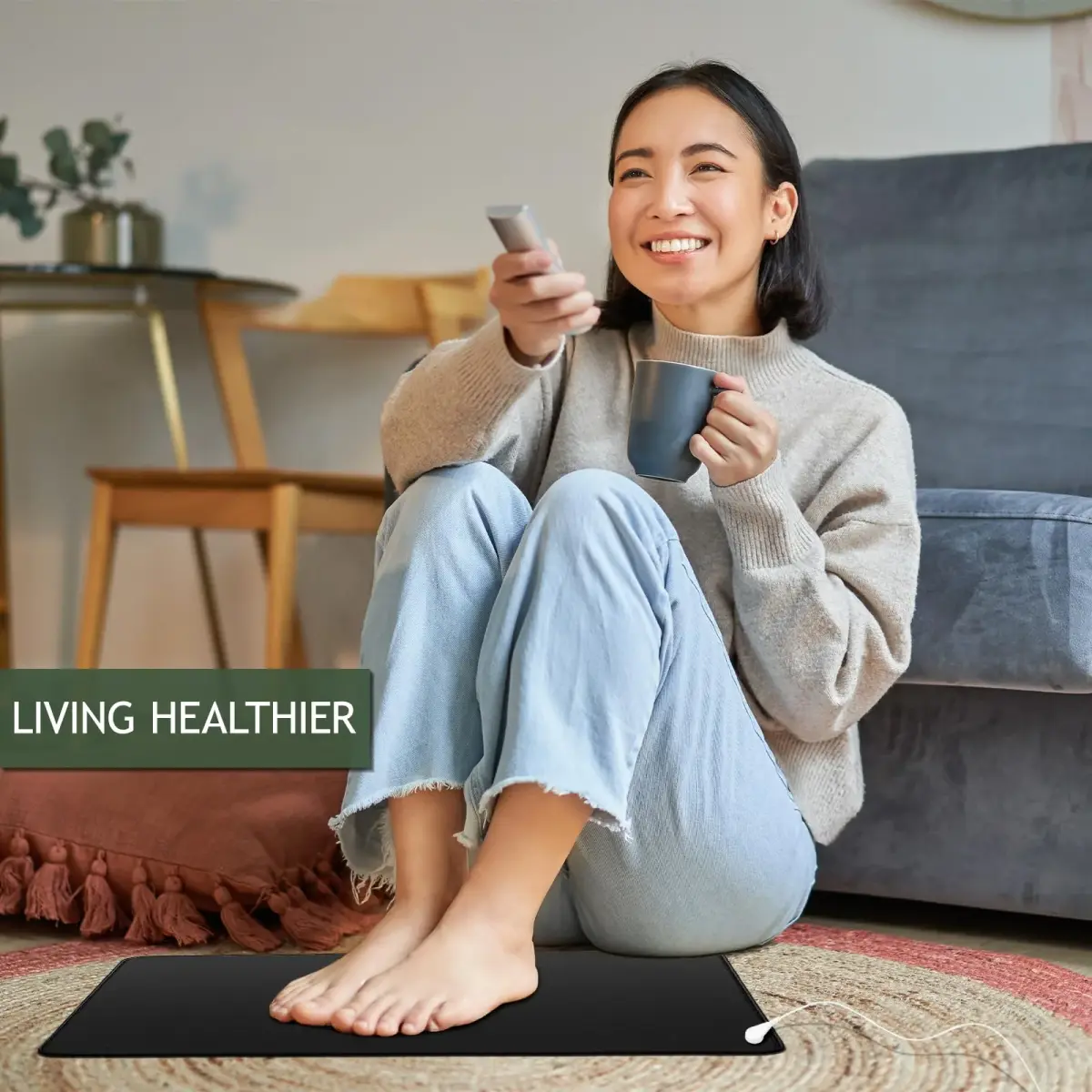 NIULAFR Grounding Mat 100 cm (39 in) with 4.57 m (15 ft) Cord | Connect to Earth for Energy & Pain Relief - view 5