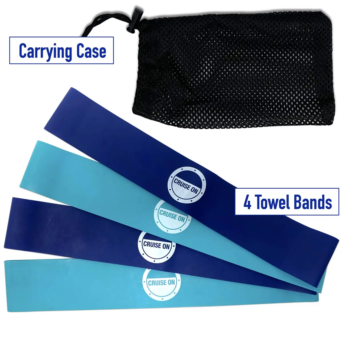 Cruise On Towel Bands for Cruise Chairs 4 Pack | Blue & Teal, Latex-Free, Lounge Use - view 3