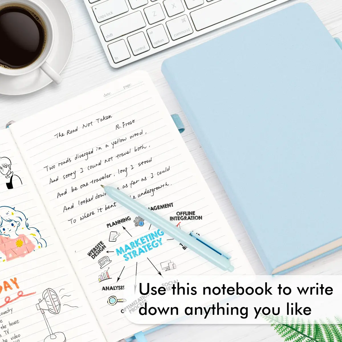 Feela 12 Pack Hardcover Notebooks Light Blue | Classic Ruled Lined Journals with Pen Holder (5.1”x8.3” | A5) - view 4
