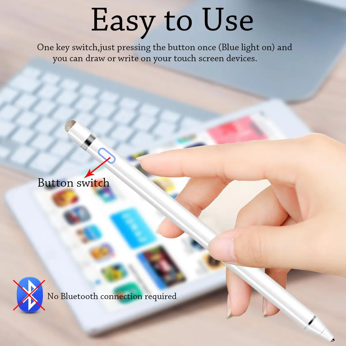 CMARS Stylus Pen for iPad/iPhone/Switch | Rechargeable Touchscreen Pen, White - view 4