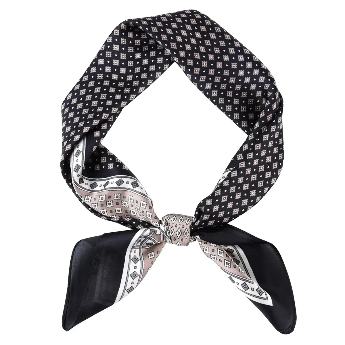 GERINLY Black Silk Bandana for Men Fashion Neckerchief Plaid Scarf 70cm (27.5 inches) | Classic Style - main product image