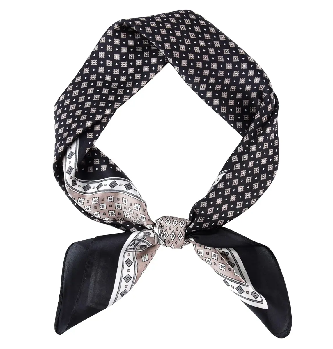 GERINLY Black Silk Bandana for Men Fashion Neckerchief Plaid Scarf 70cm (27.5 inches) | Classic Style - main product image