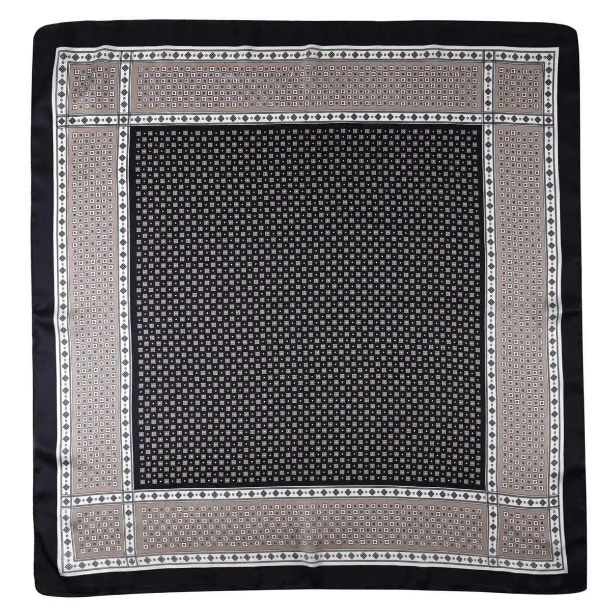 GERINLY Black Silk Bandana for Men Fashion Neckerchief Plaid Scarf 70cm (27.5 inches) | Classic Style - view 2
