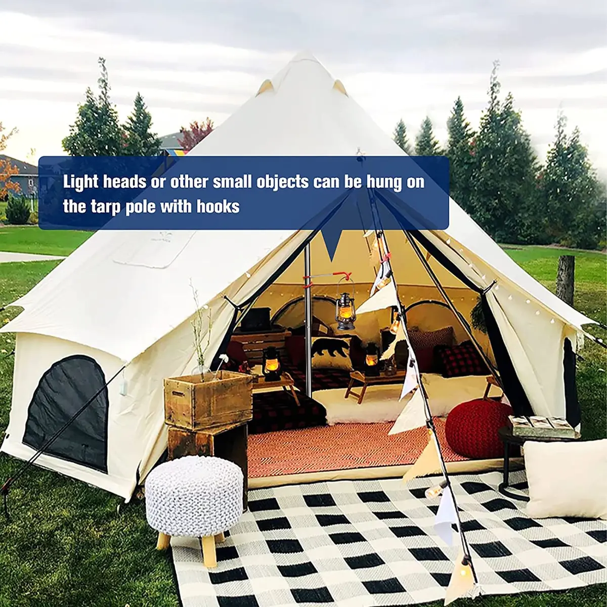 KOMCLUB Telescoping Tent Poles Set of 2 | Heavy Duty Stainless Steel Adjustable Poles for Tarps & Tents - view 6