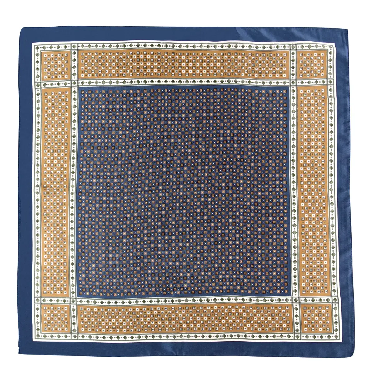 GERINLY Silk Neckerchief Men Neck Scarf Cravat Blue Ascot Ties Bandana 70cm (27.5 inches) | Classic Plaid Design for Suave Style - view 2