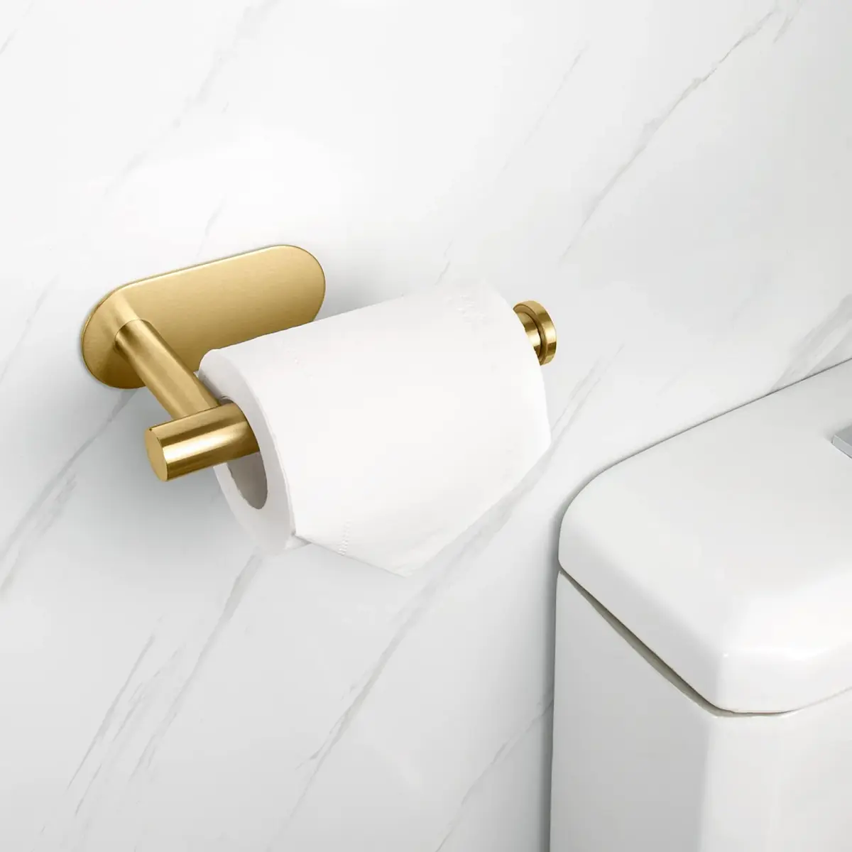 NearMoon Self Adhesive Toilet Paper Holder Brushed Gold | Rustproof SUS304 Stainless Steel No Drilling - view 7