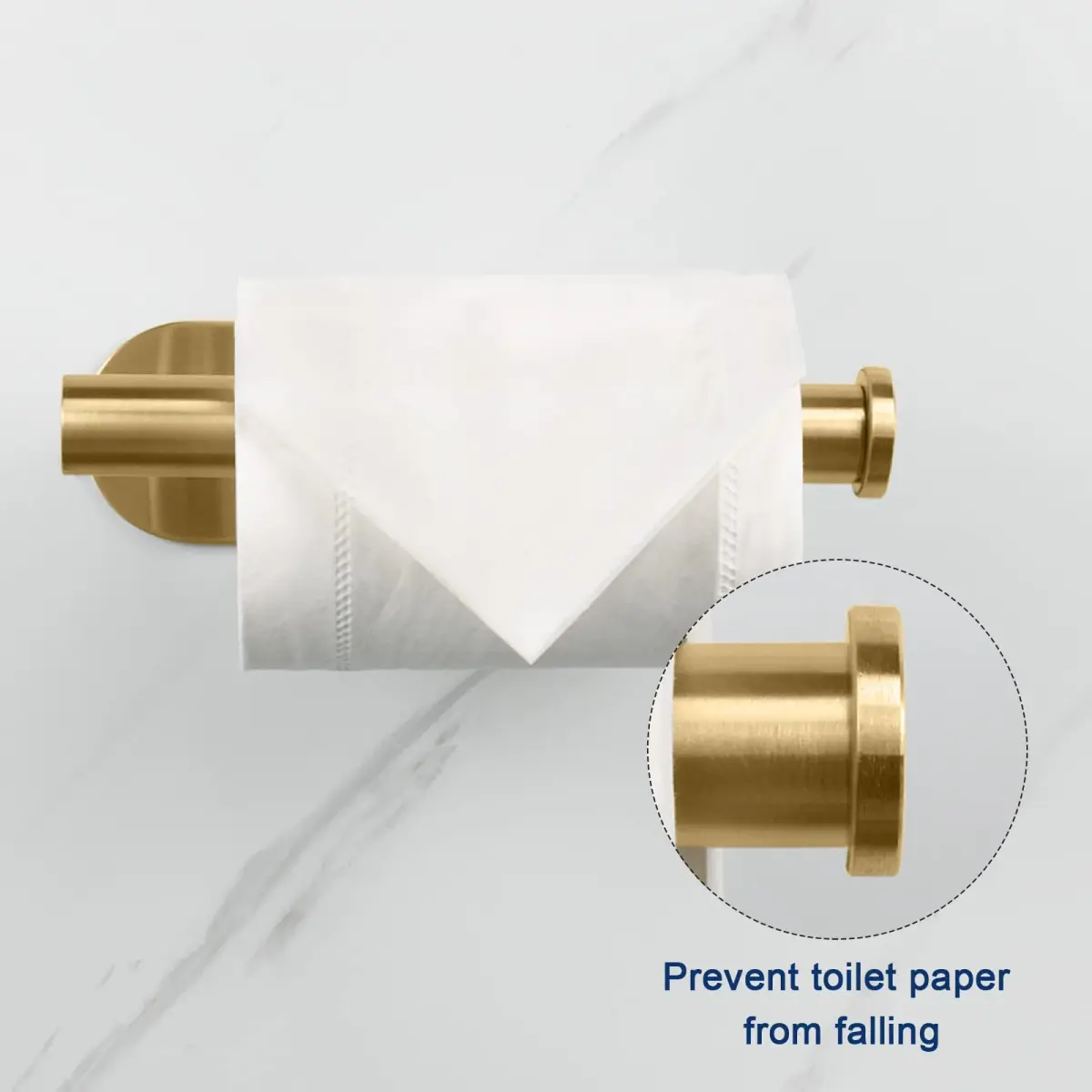 NearMoon Self Adhesive Toilet Paper Holder Brushed Gold | Rustproof SUS304 Stainless Steel No Drilling - view 3