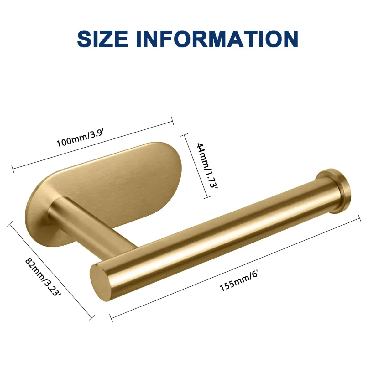 NearMoon Self Adhesive Toilet Paper Holder Brushed Gold | Rustproof SUS304 Stainless Steel No Drilling - view 4