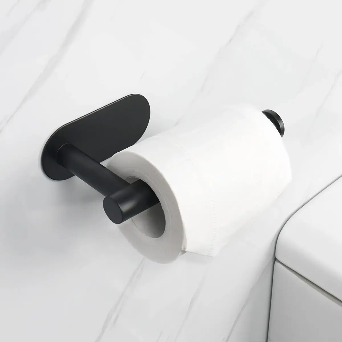 NearMoon Self Adhesive Toilet Paper Holder Matte Black | Rustproof SUS304 Stainless Steel, No Drilling Required - view 7