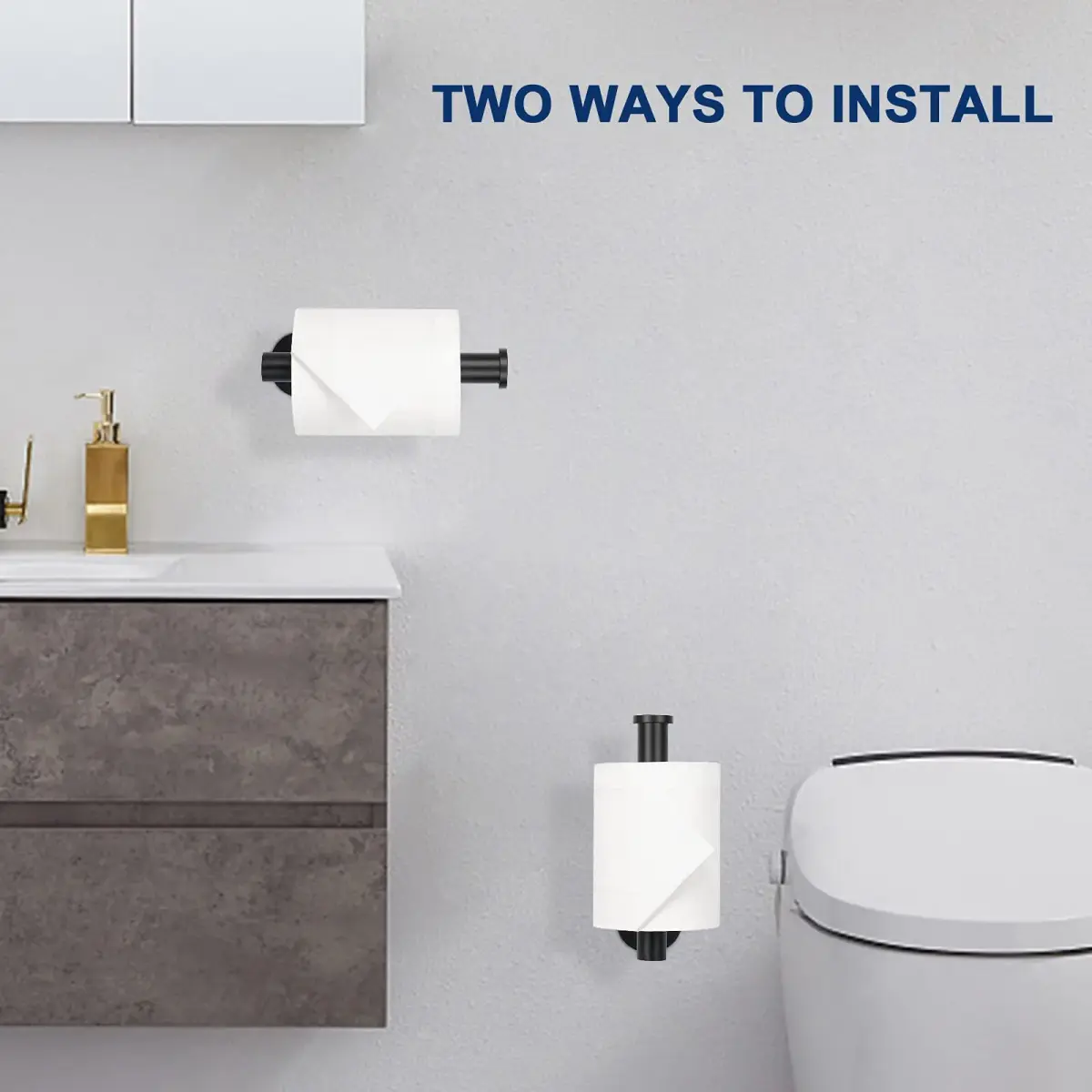 NearMoon Self Adhesive Toilet Paper Holder Matte Black | Rustproof SUS304 Stainless Steel, No Drilling Required - view 3