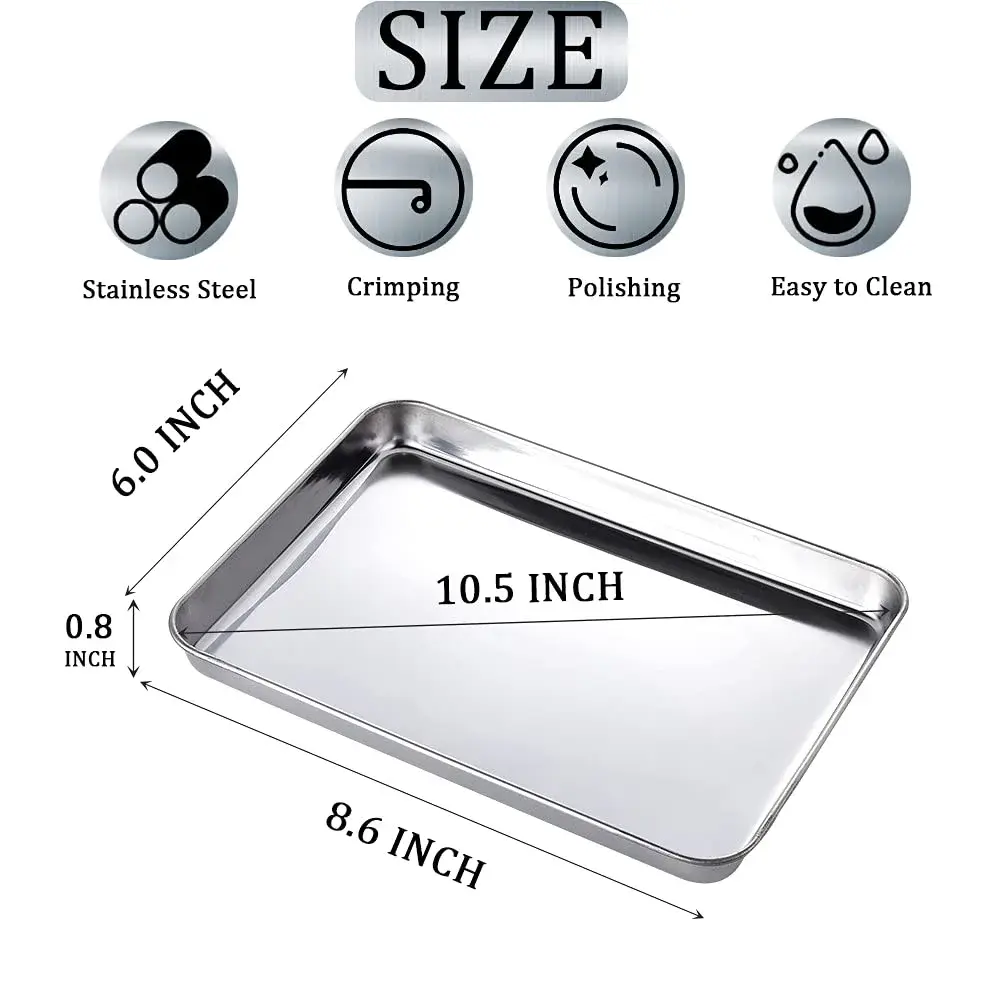 LabAider 3 Pack Stainless Steel Dental Procedure Tray 21.8cm x 15.2cm x 2cm | Professional Lab Instrument Trays - view 2