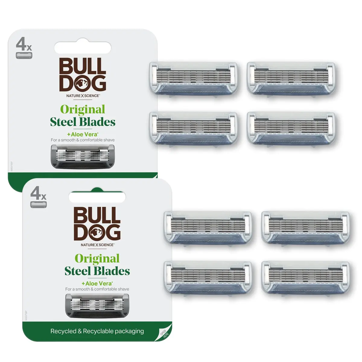 Bulldog Mens Skincare and Grooming Razor Blades Refill 8 Count | 5 Steel Blades for Close Shave - main product image