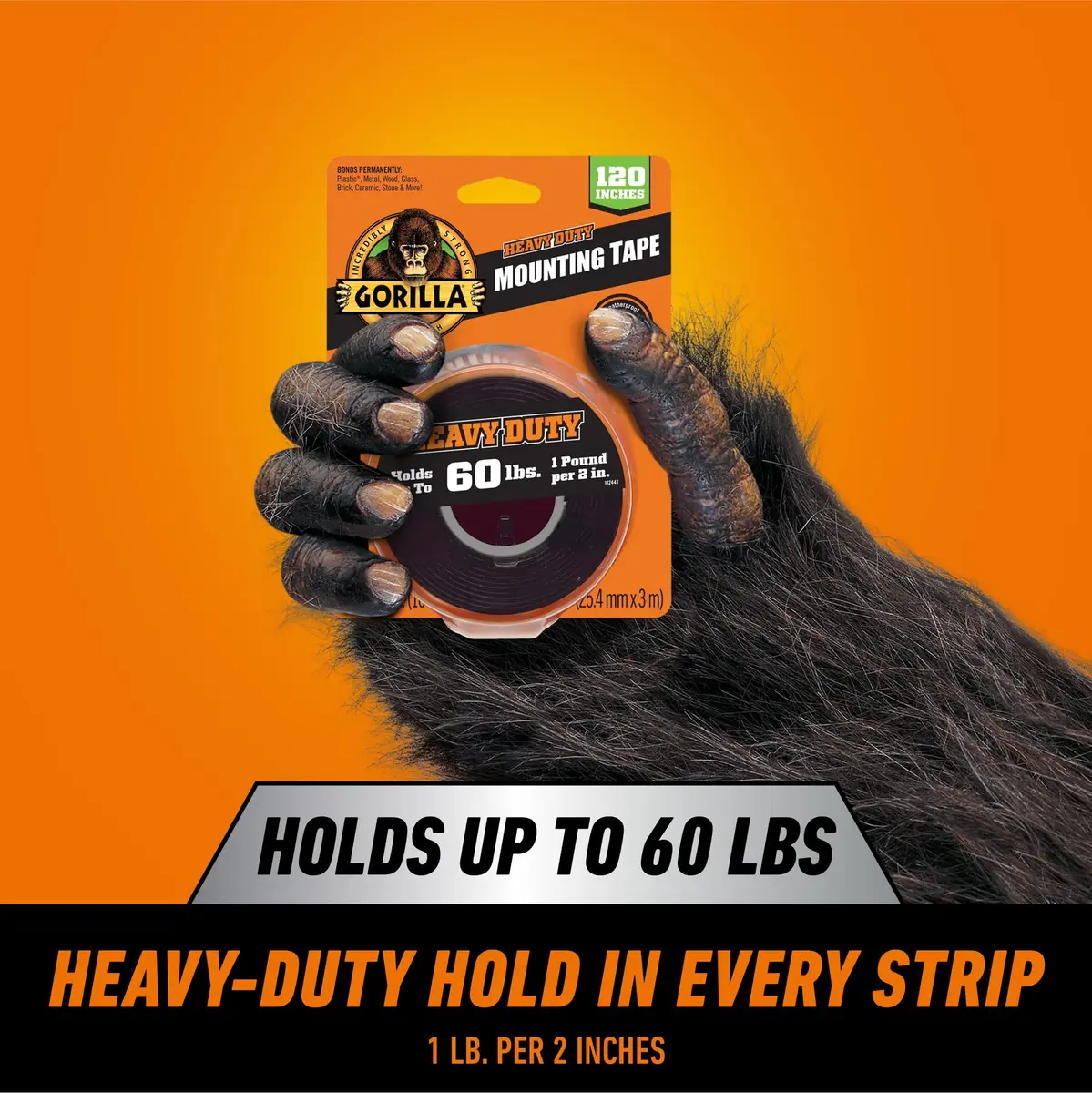 Gorilla Heavy Duty Double Sided Mounting Tape 1" x 120" (12-Pack, Clear) | Weatherproof Industrial Strength - view 7