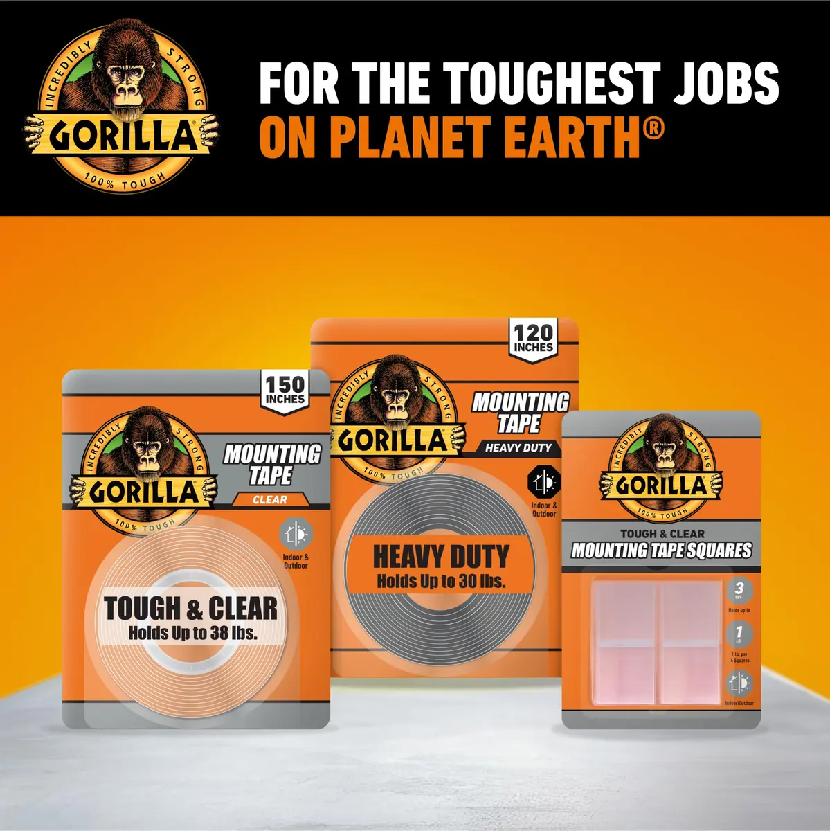 Gorilla Heavy Duty Double Sided Mounting Tape 1" x 120" (12-Pack, Clear) | Weatherproof Industrial Strength - view 9