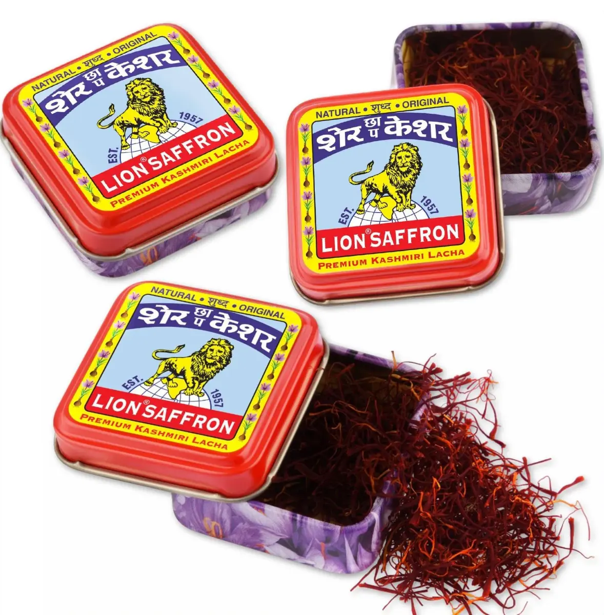 Lion Brand Saffron Lacha Saffron Threads 3g (0.106 oz) | Certified Grade A Kashmiri Kesar for Biryani, Beauty, Health - main product image