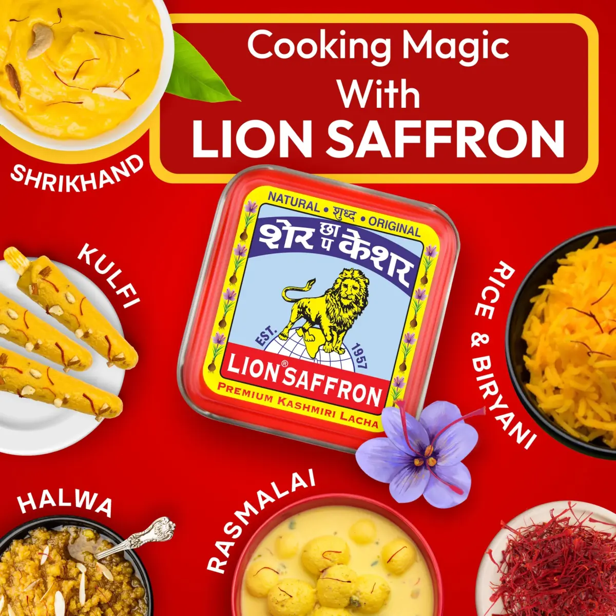 Lion Brand Saffron Lacha Saffron Threads 3g (0.106 oz) | Certified Grade A Kashmiri Kesar for Biryani, Beauty, Health - view 3