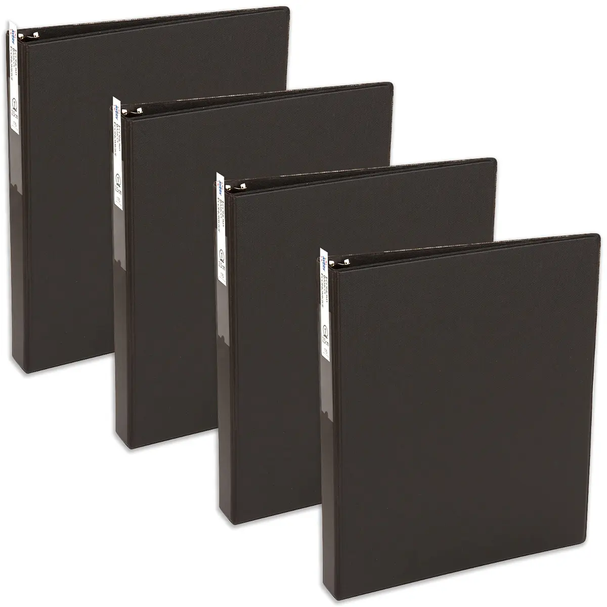 Avery Standard 3 Ring Binder, 1" Round Rings, 4 Black Binders | 175 Sheet Capacity, Tear-Resistant Cover - main product image