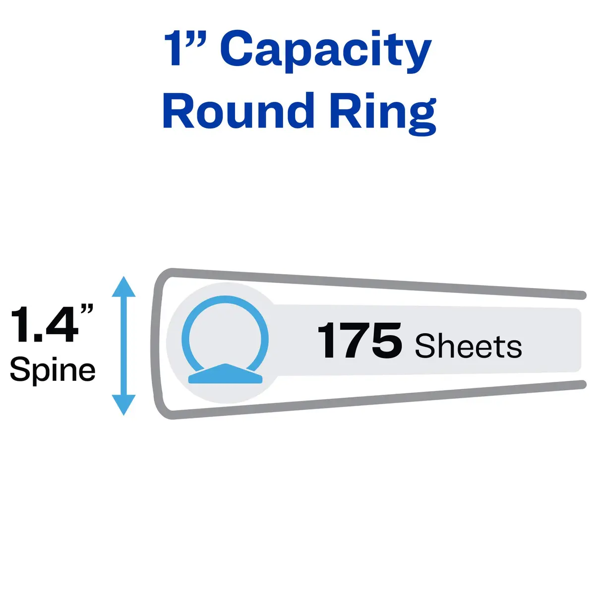 Avery Standard 3 Ring Binder, 1" Round Rings, 4 Black Binders | 175 Sheet Capacity, Tear-Resistant Cover - view 2