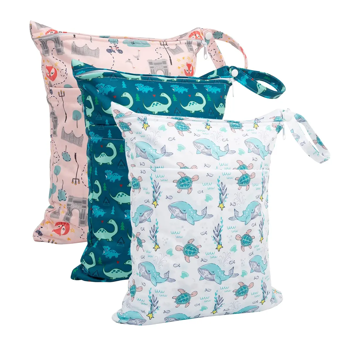 babygoal Wet Dry Bags 3 Pack | Waterproof Cloth Diaper Travel Bags with Two Zippered Pockets - view 5